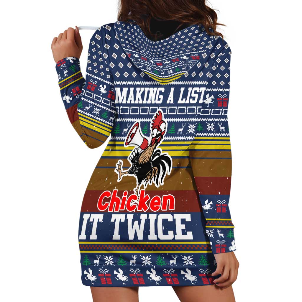 Chicken It Twice Christmas Hoodie Dress Xmas Holiday Patterns TS04