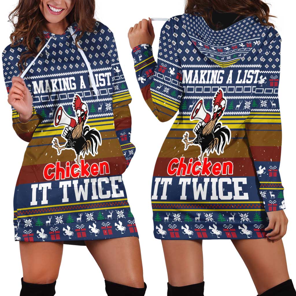 Chicken It Twice Christmas Hoodie Dress Xmas Holiday Patterns TS04