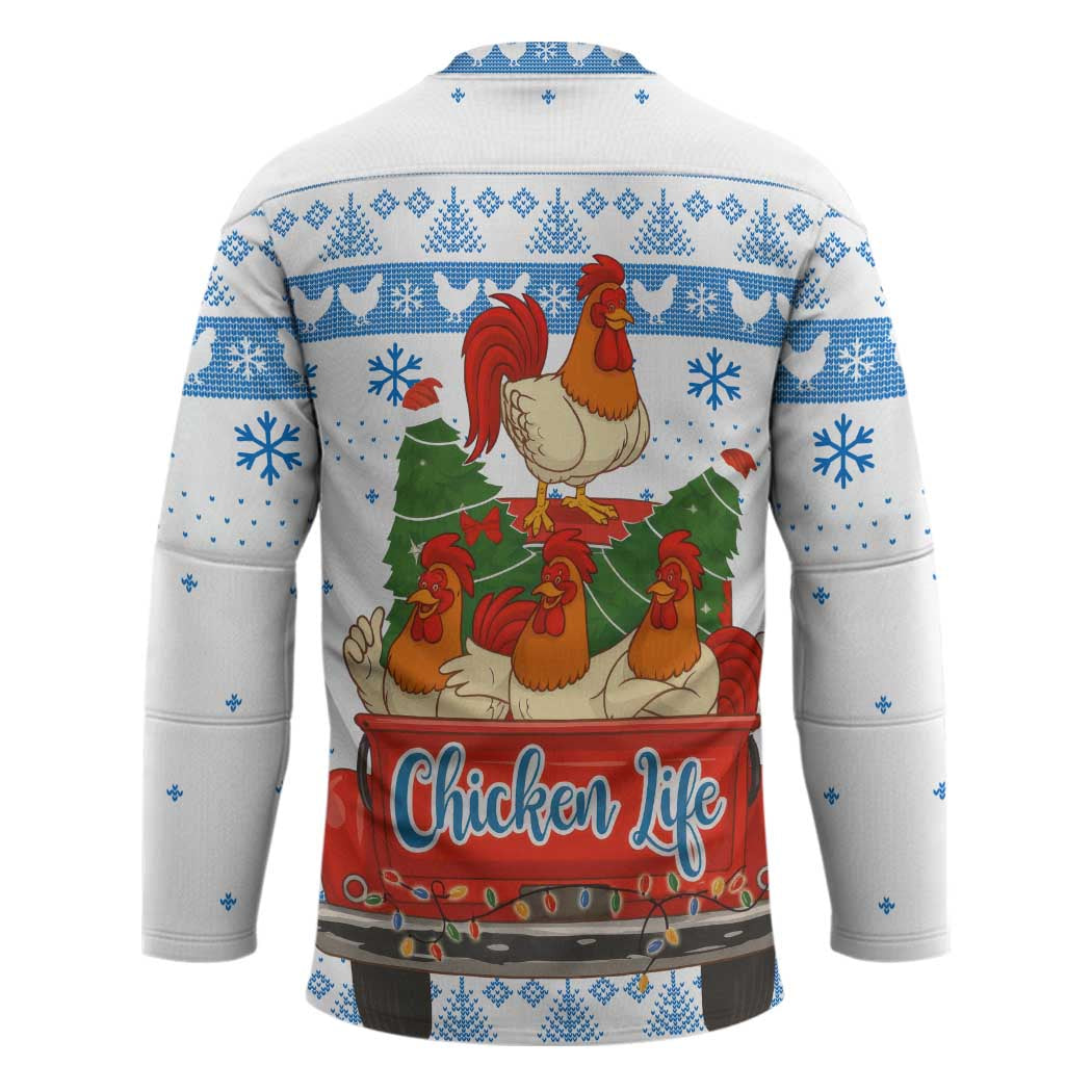 Chicken Life Christmas Hockey Jersey Xmas Holiday Patterns TS04