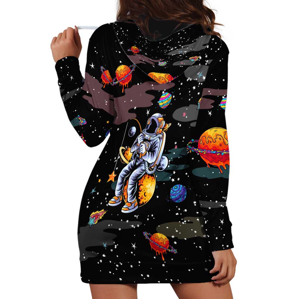 Funny Astronaut Fishing In Space Christmas Hoodie Dress Xmas Holiday Patterns TS04