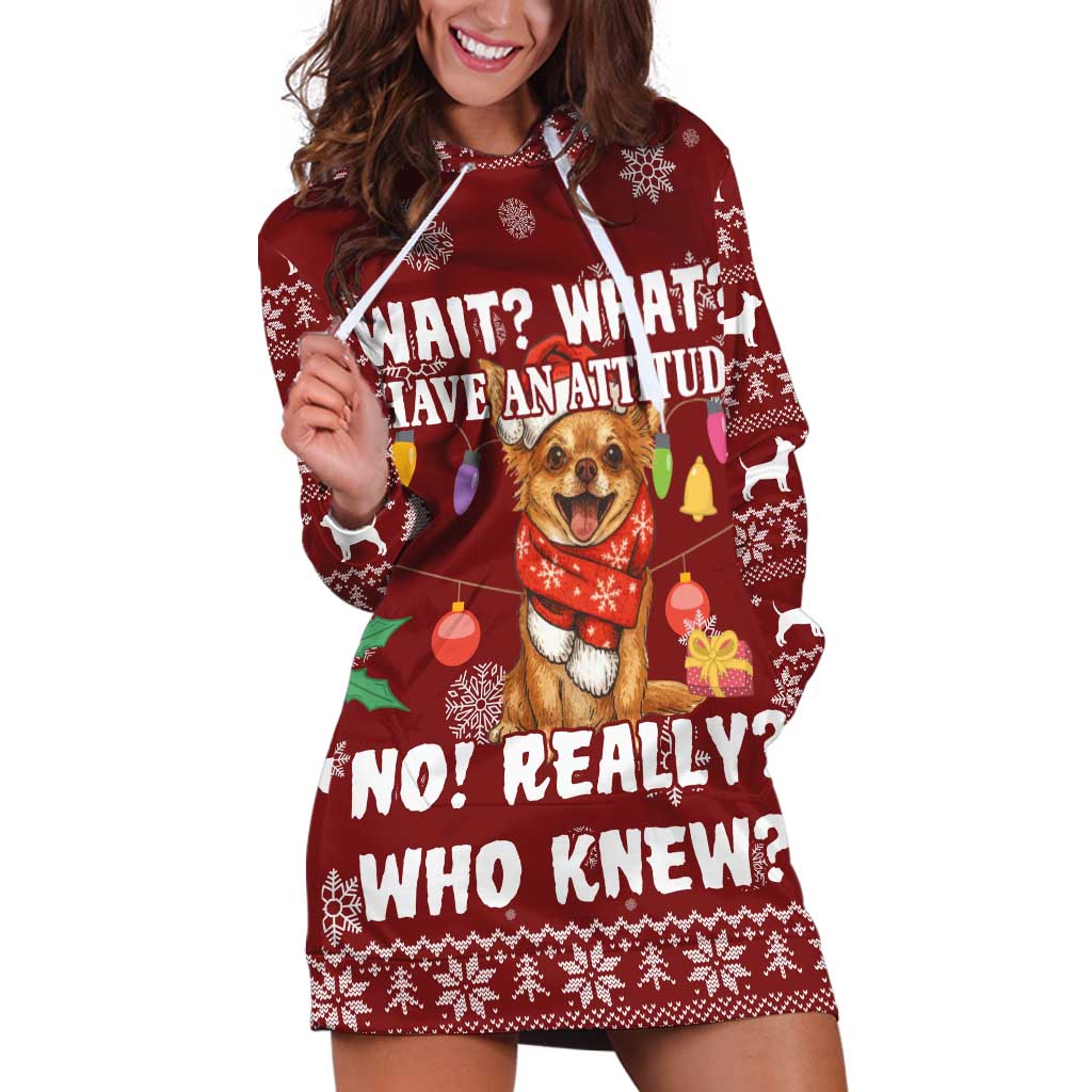 Chihuahua Attitude Christmas Hoodie Dress Xmas Holiday Patterns TS04