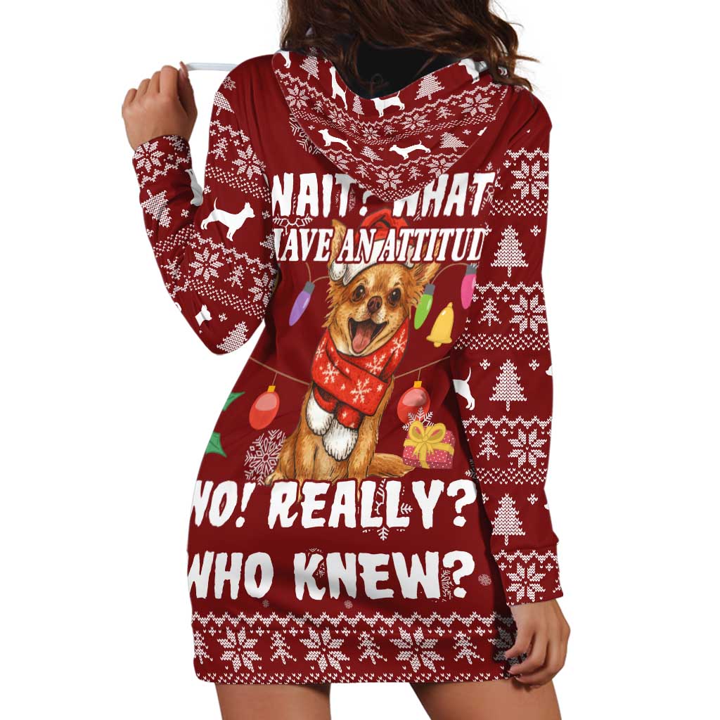 Chihuahua Attitude Christmas Hoodie Dress Xmas Holiday Patterns TS04