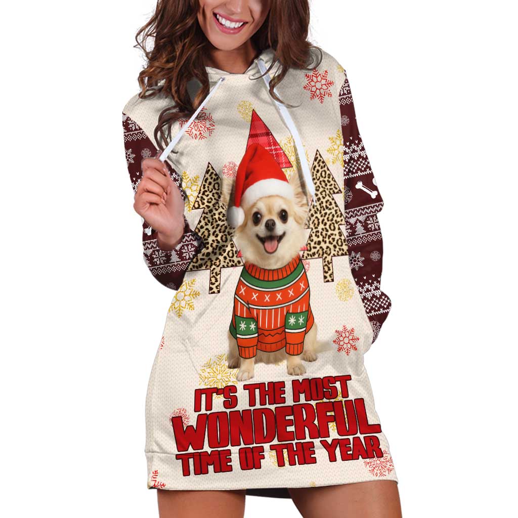 Chihuahua The Most Beautiful Time Xmas Christmas Hoodie Dress Xmas Holiday Patterns TS04