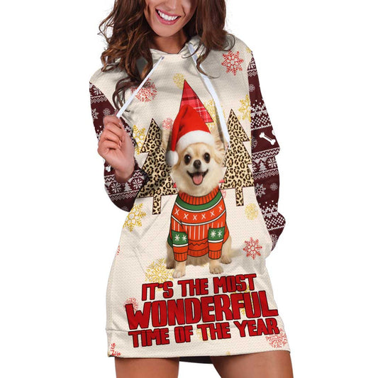 Chihuahua The Most Beautiful Time Xmas Christmas Hoodie Dress Xmas Holiday Patterns TS04