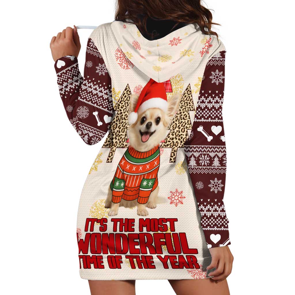 Chihuahua The Most Beautiful Time Xmas Christmas Hoodie Dress Xmas Holiday Patterns TS04