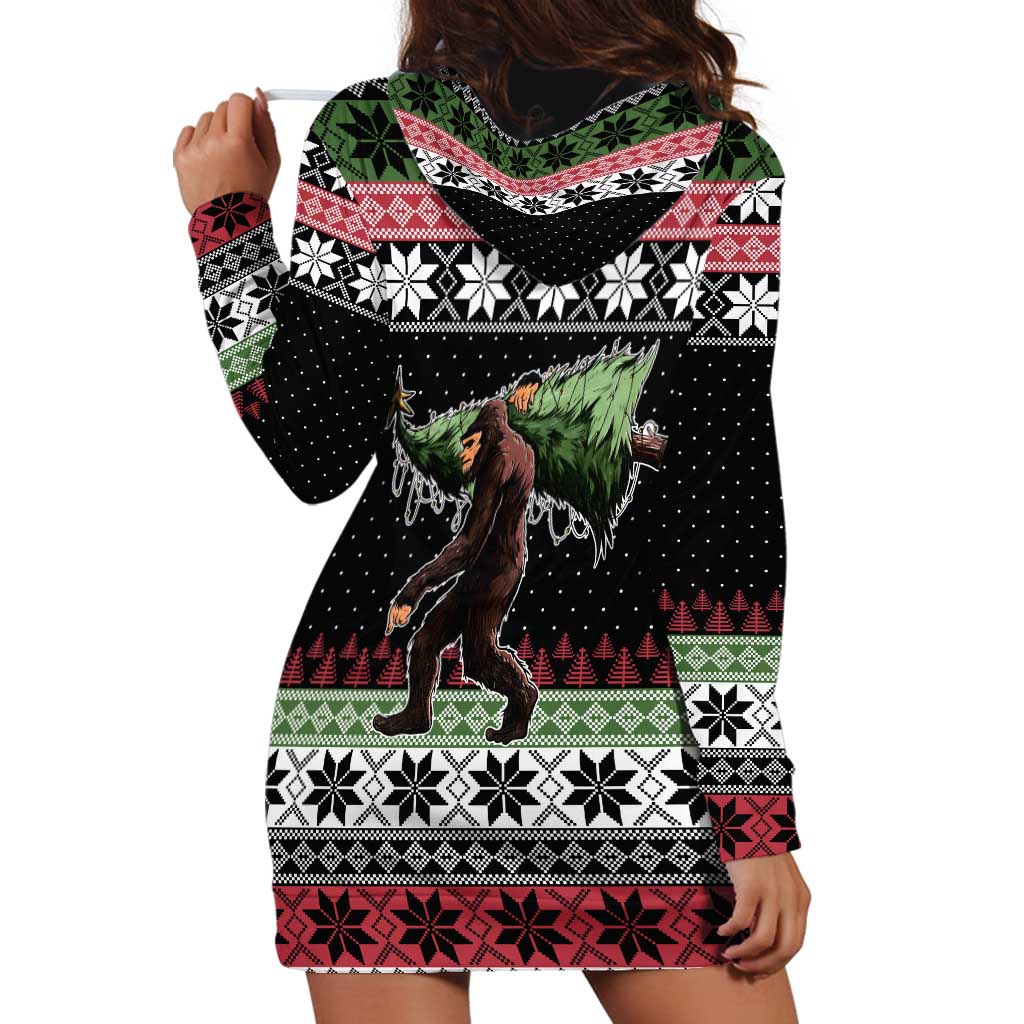 Funny Bigfoot Christmas Hoodie Dress Xmas Holiday Patterns TS04
