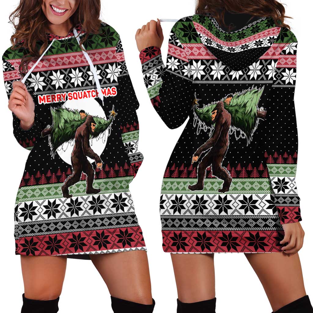 Funny Bigfoot Christmas Hoodie Dress Xmas Holiday Patterns TS04