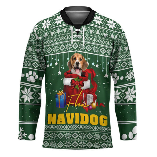 Funny Christmas Gift Beagle Christmas Hockey Jersey Xmas Holiday Patterns TS04