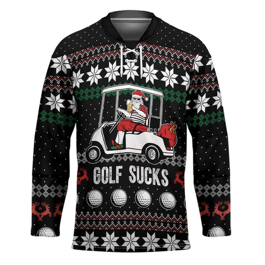 Golf Sucks Christmas Hockey Jersey Xmas Holiday Patterns TS04
