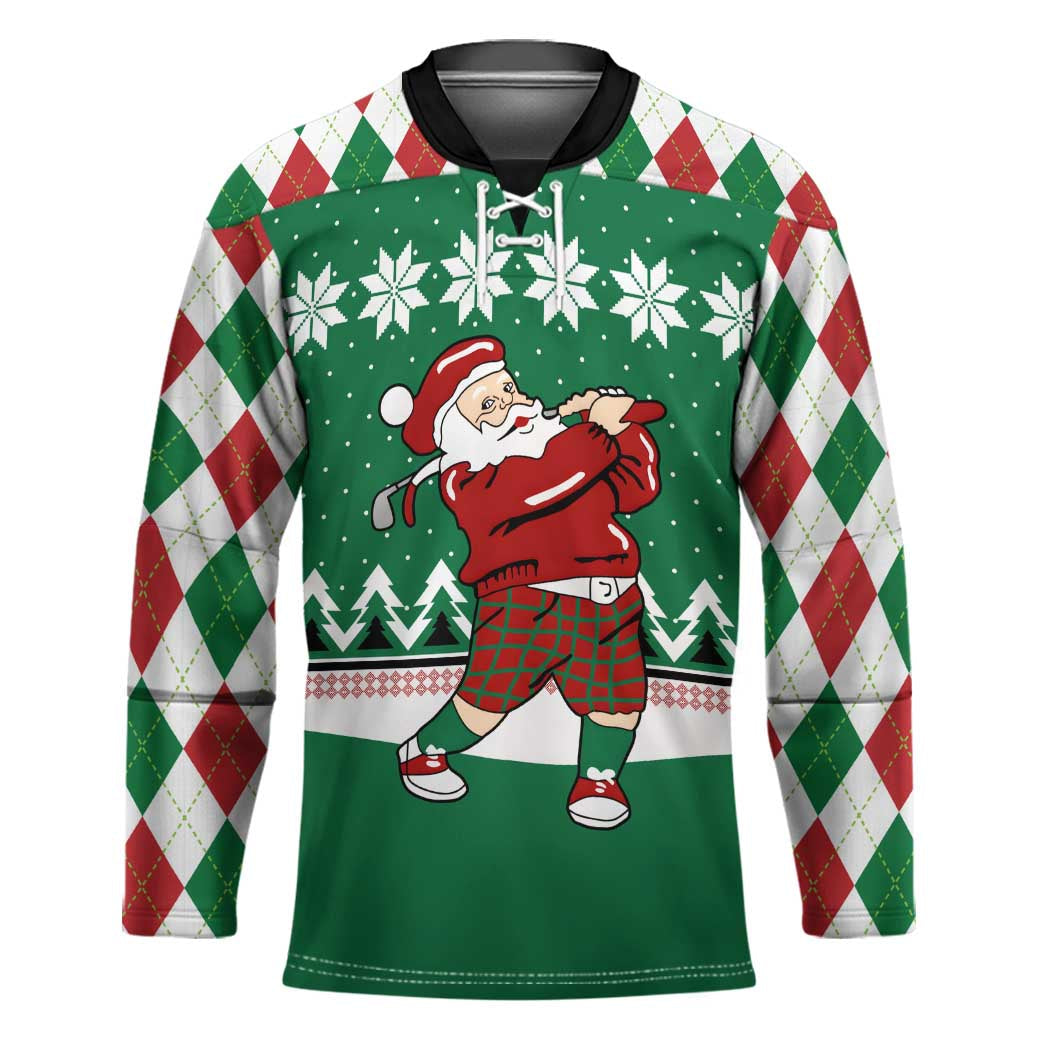 Golfer Santa Christmas Hockey Jersey Xmas Holiday Patterns TS04