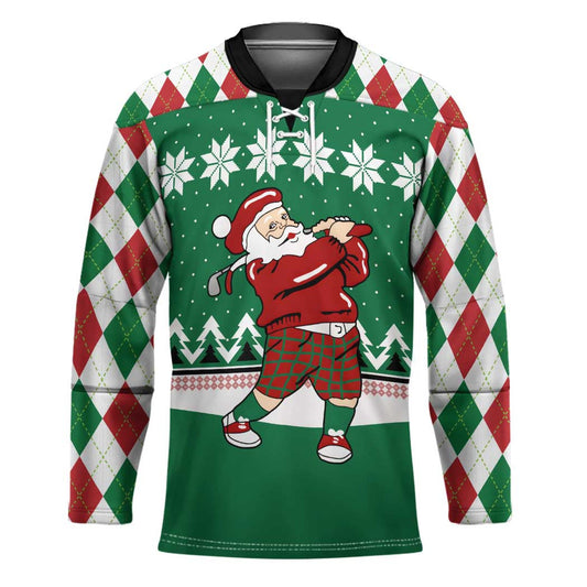 Golfer Santa Christmas Hockey Jersey Xmas Holiday Patterns TS04