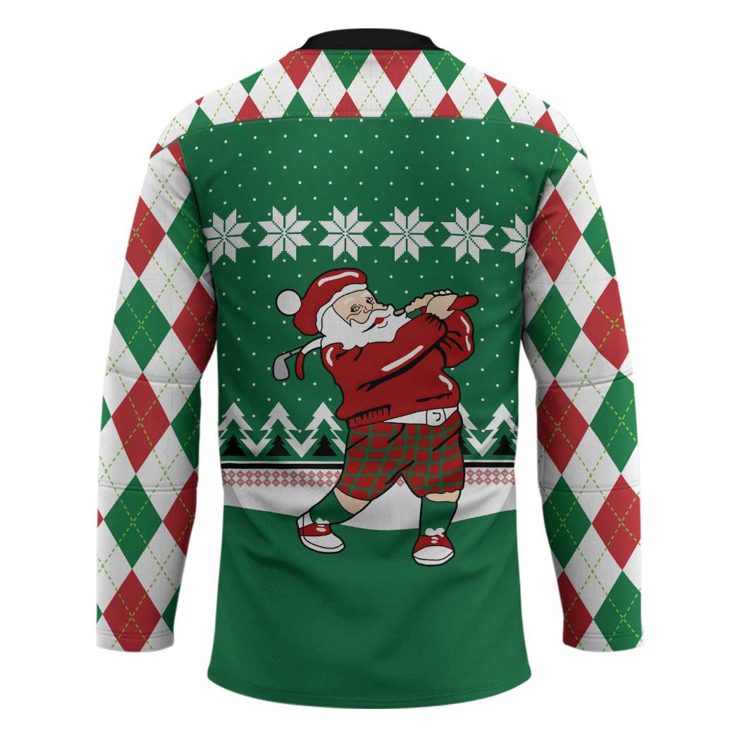 Golfer Santa Christmas Hockey Jersey Xmas Holiday Patterns TS04