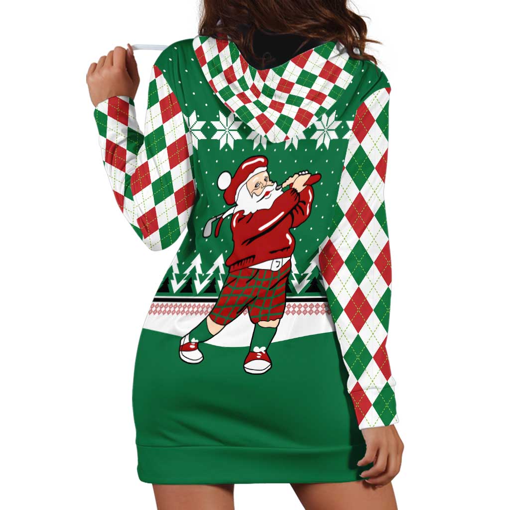 Golfer Santa Christmas Hoodie Dress Xmas Holiday Patterns TS04