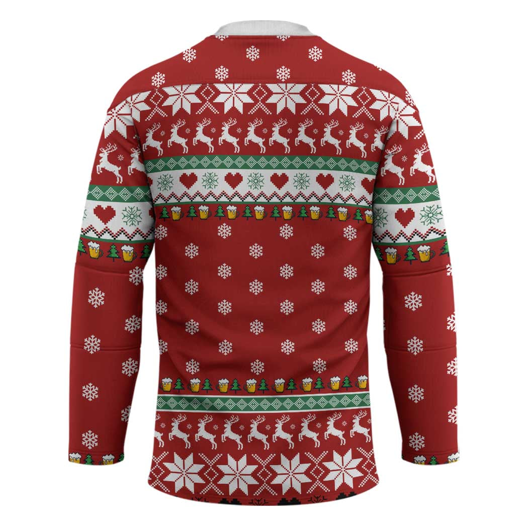 Funny Reindeer Reinbeer Christmas Hockey Jersey Xmas Holiday Patterns TS04
