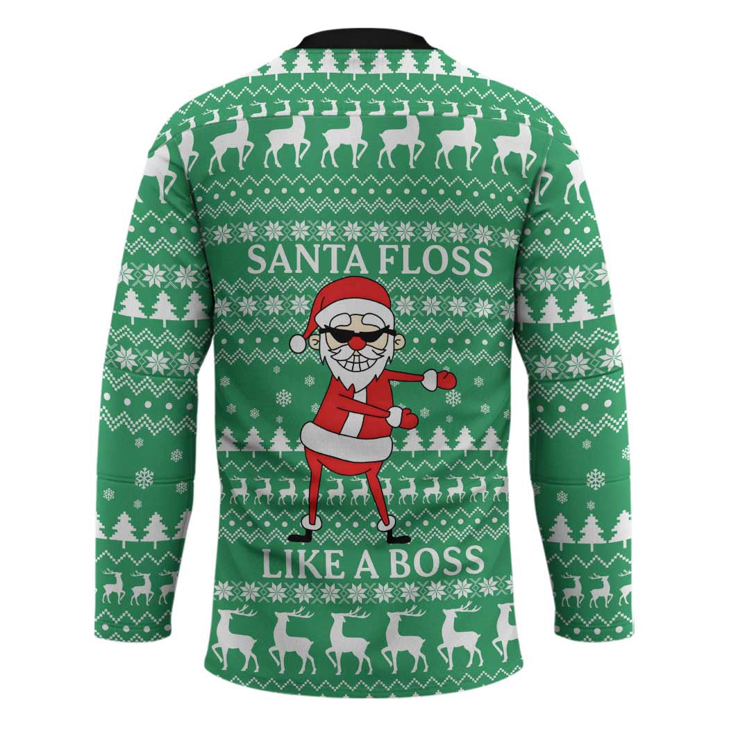 Funny Santa Claus Christmas Hockey Jersey Xmas Holiday Patterns TS04