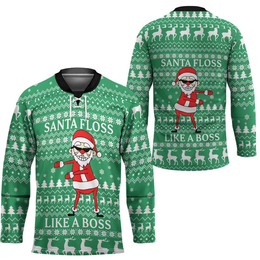 Funny Santa Claus Christmas Hockey Jersey Xmas Holiday Patterns TS04