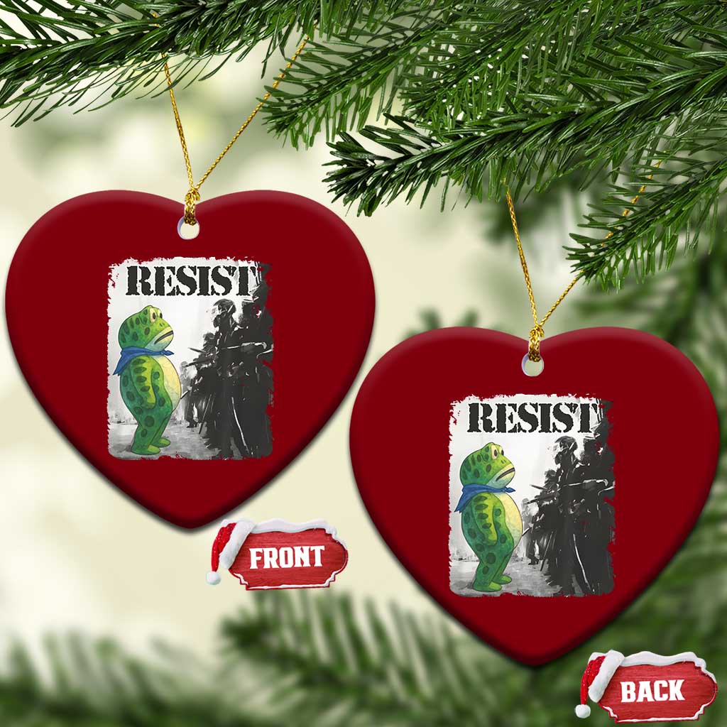 Frog Resist Ceramic Ornament Portland Frog Activist Protest City Art TS11