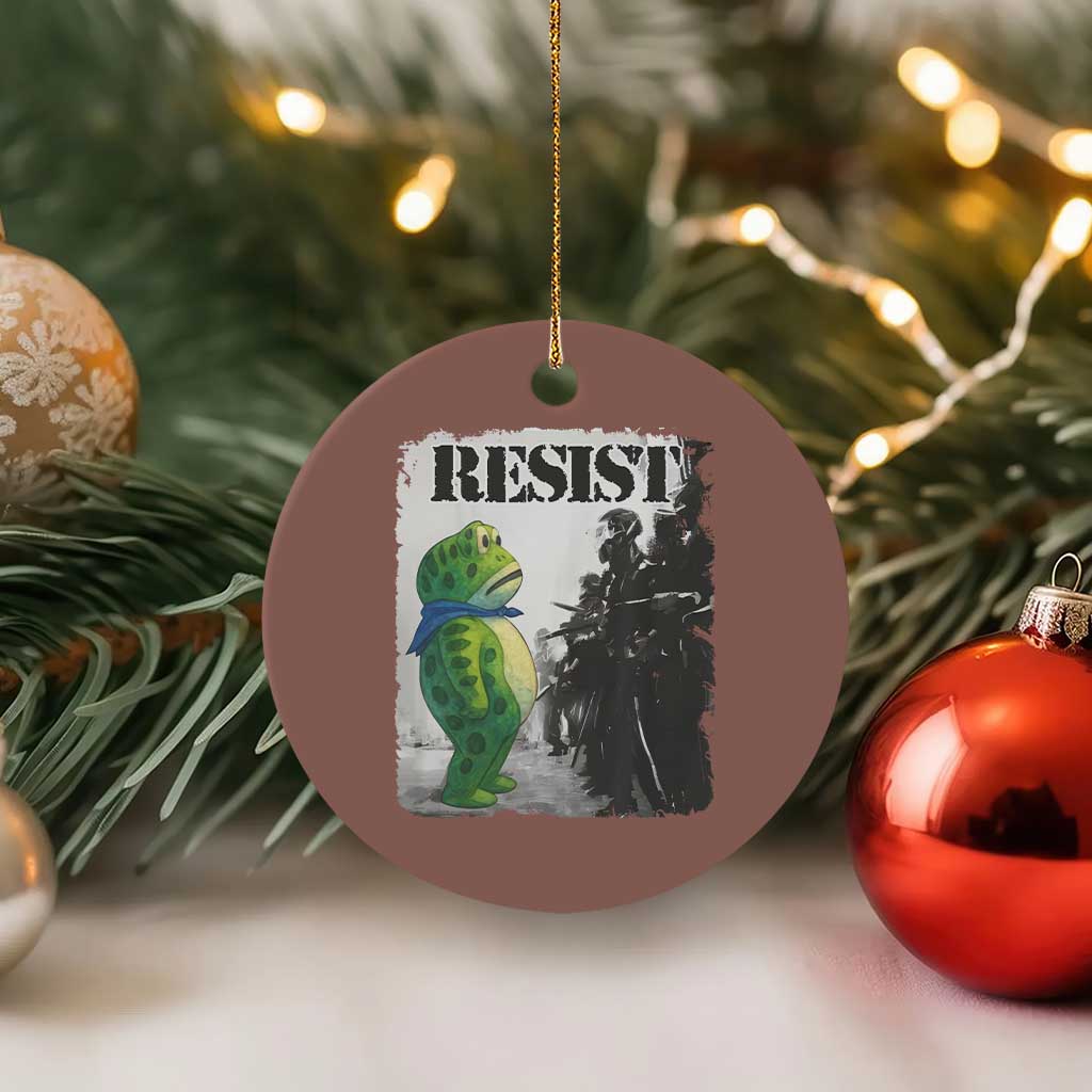 Frog Resist Ceramic Ornament Portland Frog Activist Protest City Art TS11