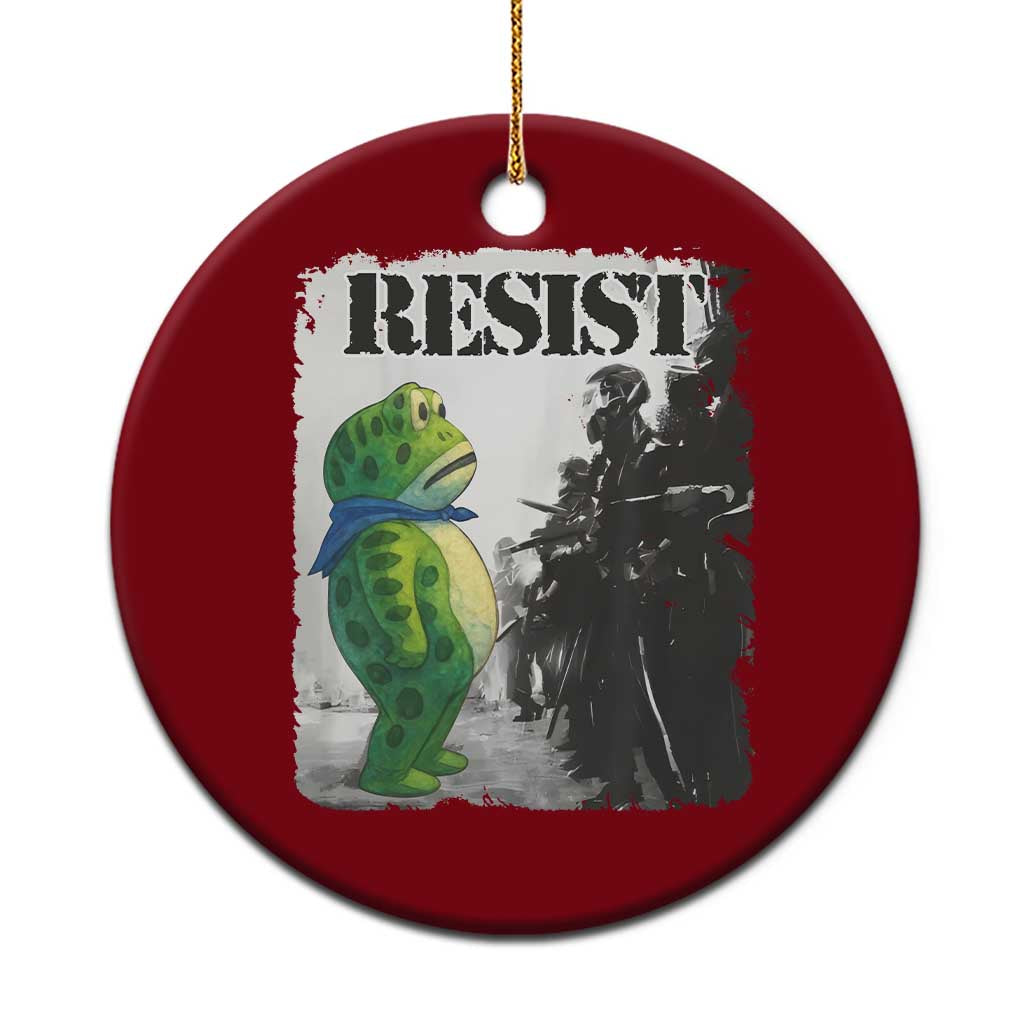 Frog Resist Ceramic Ornament Portland Frog Activist Protest City Art TS11