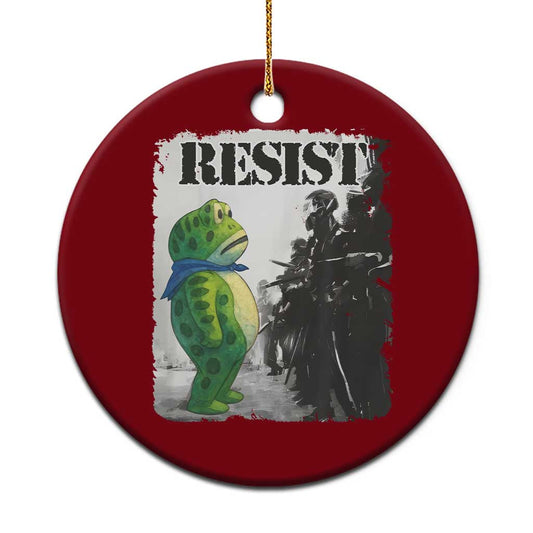 Frog Resist Ceramic Ornament Portland Frog Activist Protest City Art TS11