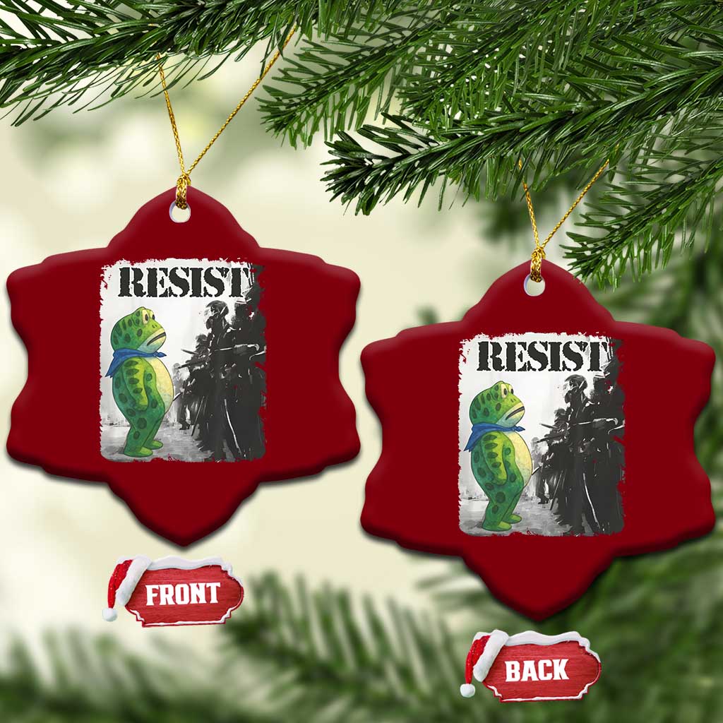 Frog Resist Ceramic Ornament Portland Frog Activist Protest City Art TS11