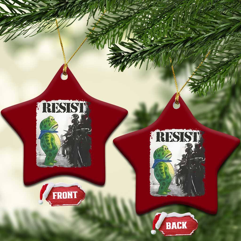 Frog Resist Ceramic Ornament Portland Frog Activist Protest City Art TS11