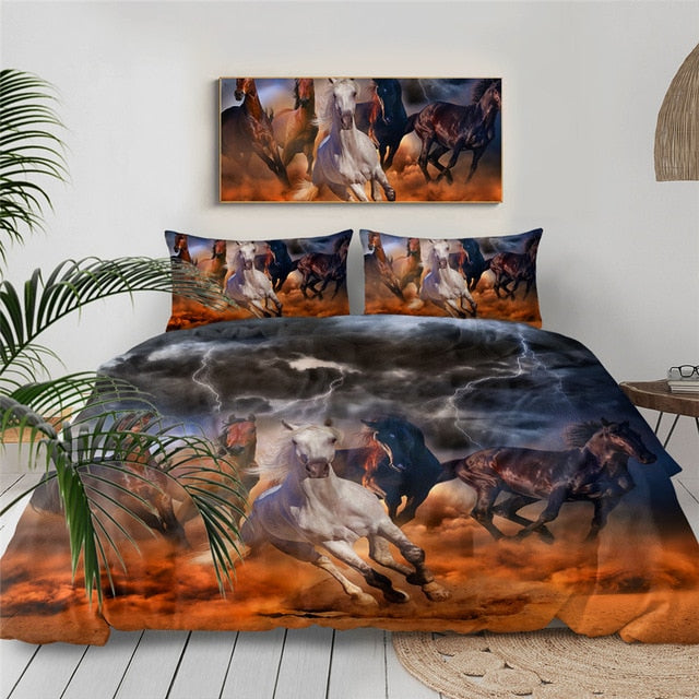Native American Horses 3D Dusty Lightning Printed Bedding Set LT10
