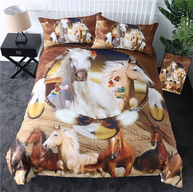 Native American Horses 3D Dusty Lightning Printed Bedding Set LT10
