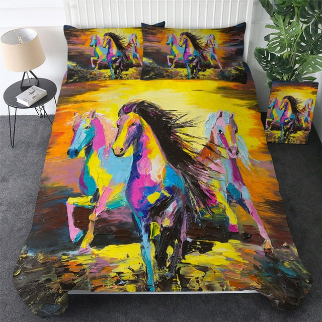 Native American Horses 3D Dusty Lightning Printed Bedding Set LT10