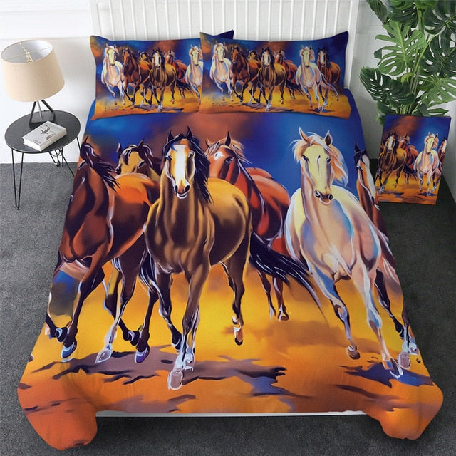 Native American Horses 3D Dusty Lightning Printed Bedding Set LT10