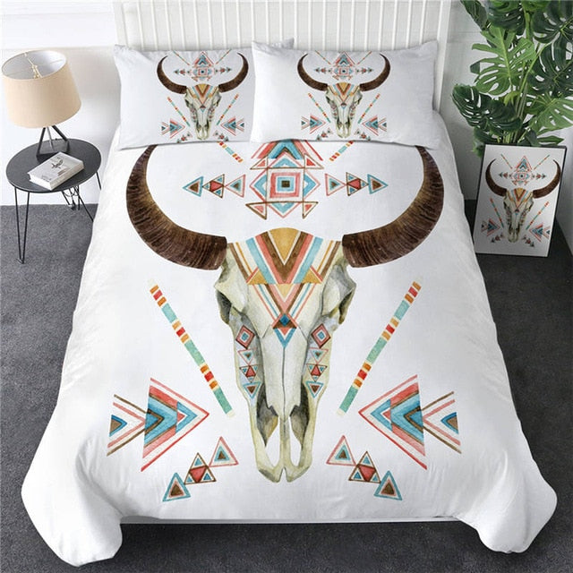 Native American Head Skull Feathers Bedding Set LT10