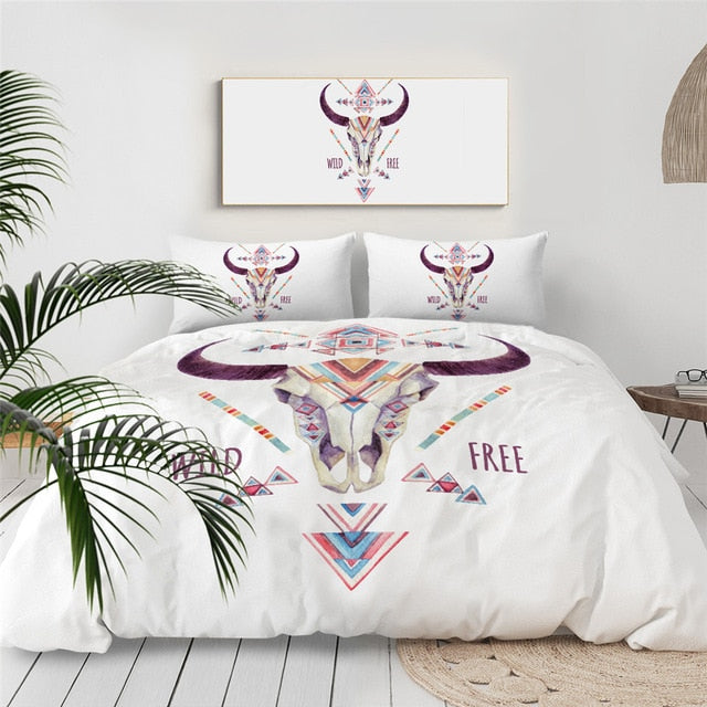 Native American Head Skull Feathers Bedding Set LT10