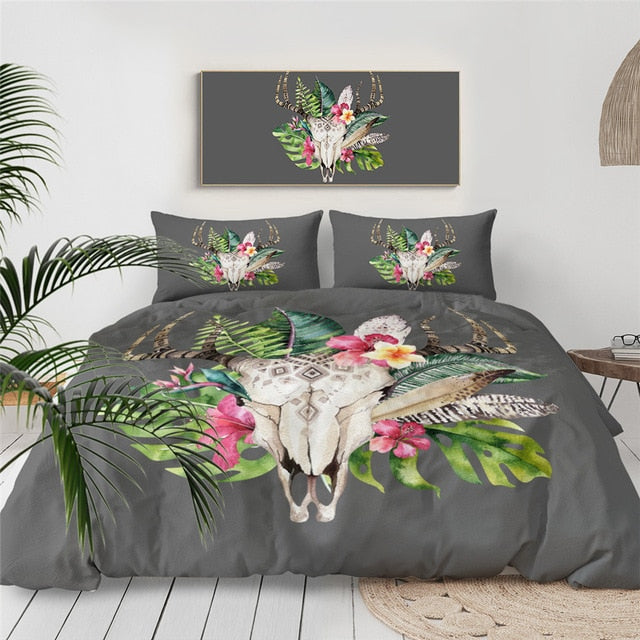 Native American Head Skull Feathers Bedding Set LT10