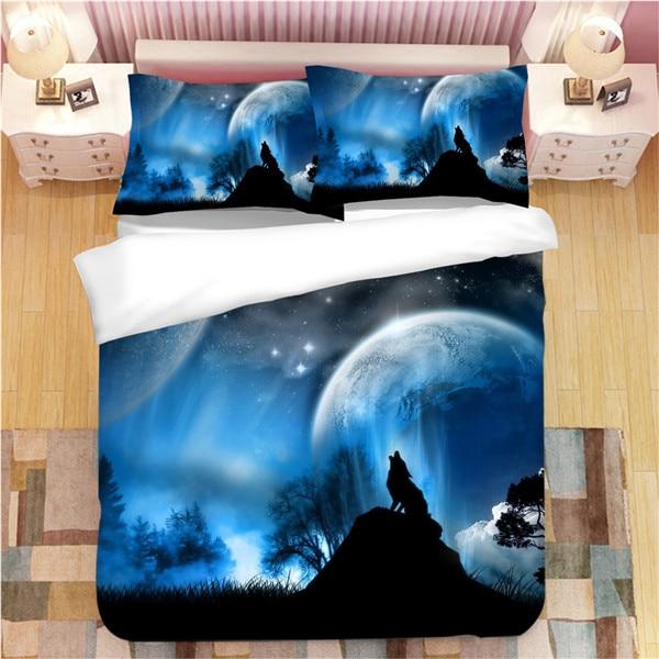 Native American Howling Wolves Under Moonlight Bedding Set LT10