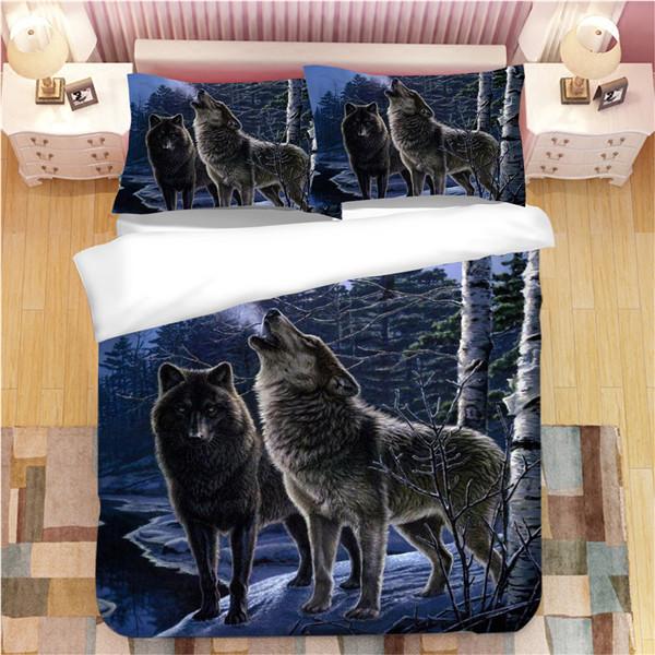 Native American Howling Wolves Under Moonlight Bedding Set LT10