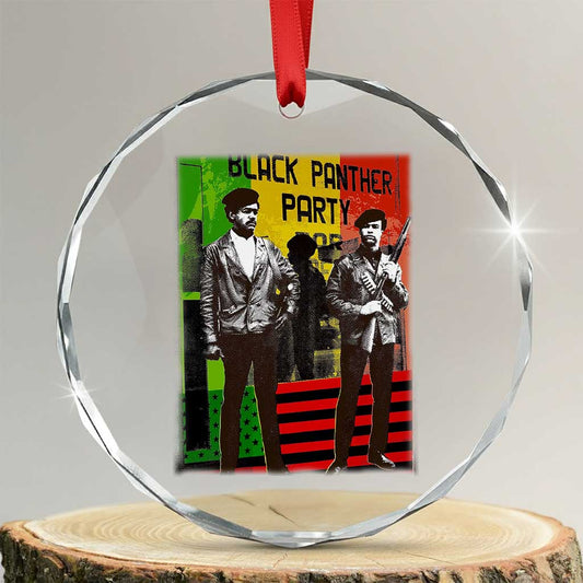 Vintage Black Panther Party Crystal Glass Ornament Black History Self Defense Huey Newton Bobby Seale TS10