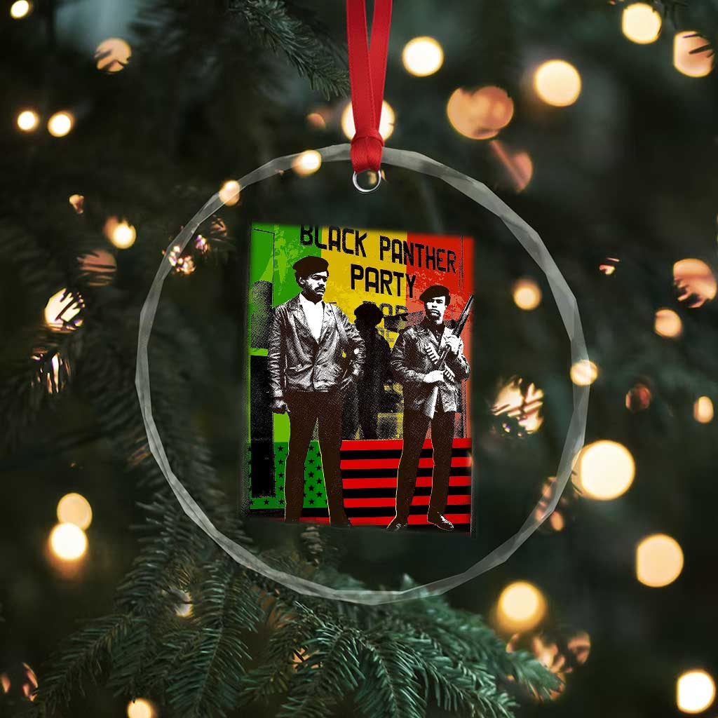 Vintage Black Panther Party Crystal Glass Ornament Black History Self Defense Huey Newton Bobby Seale TS10