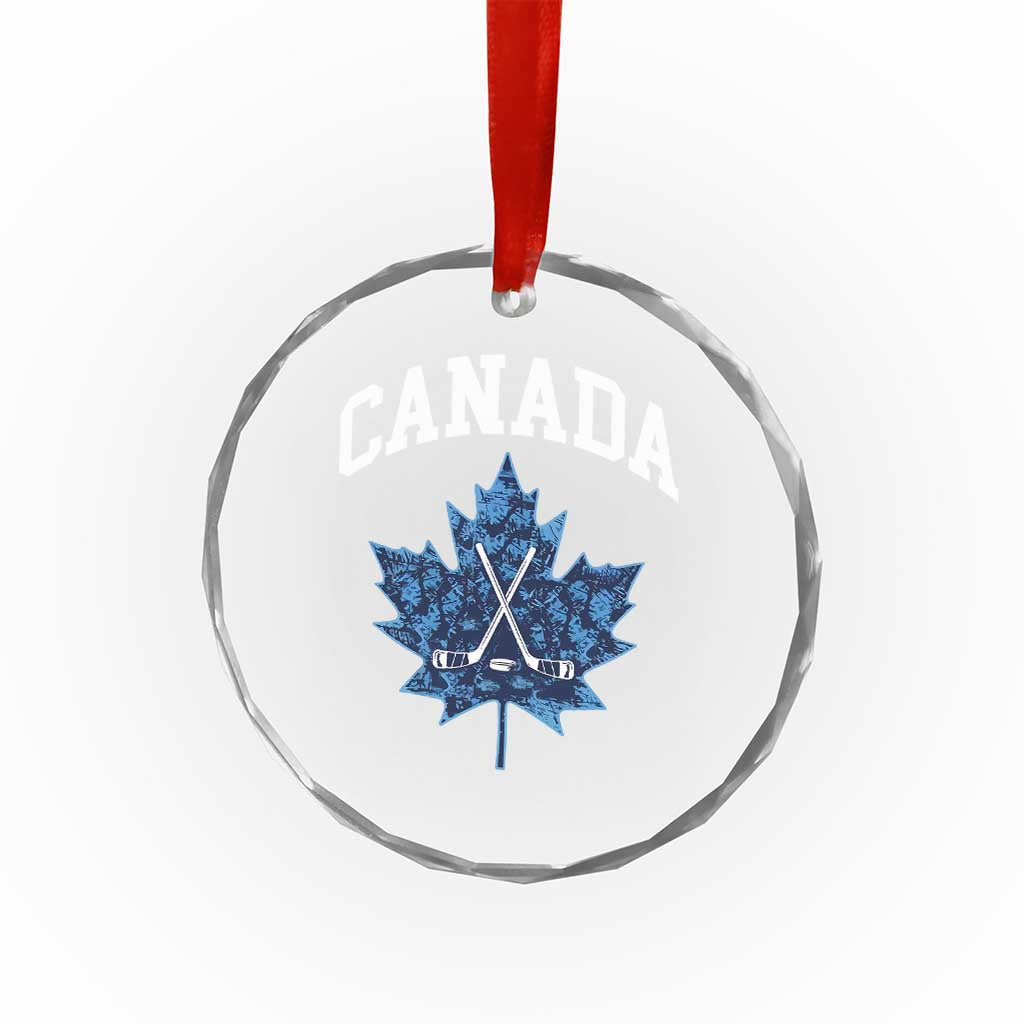 Vintage Canada Hockey Crystal Glass Ornament Maple Leafs TS10