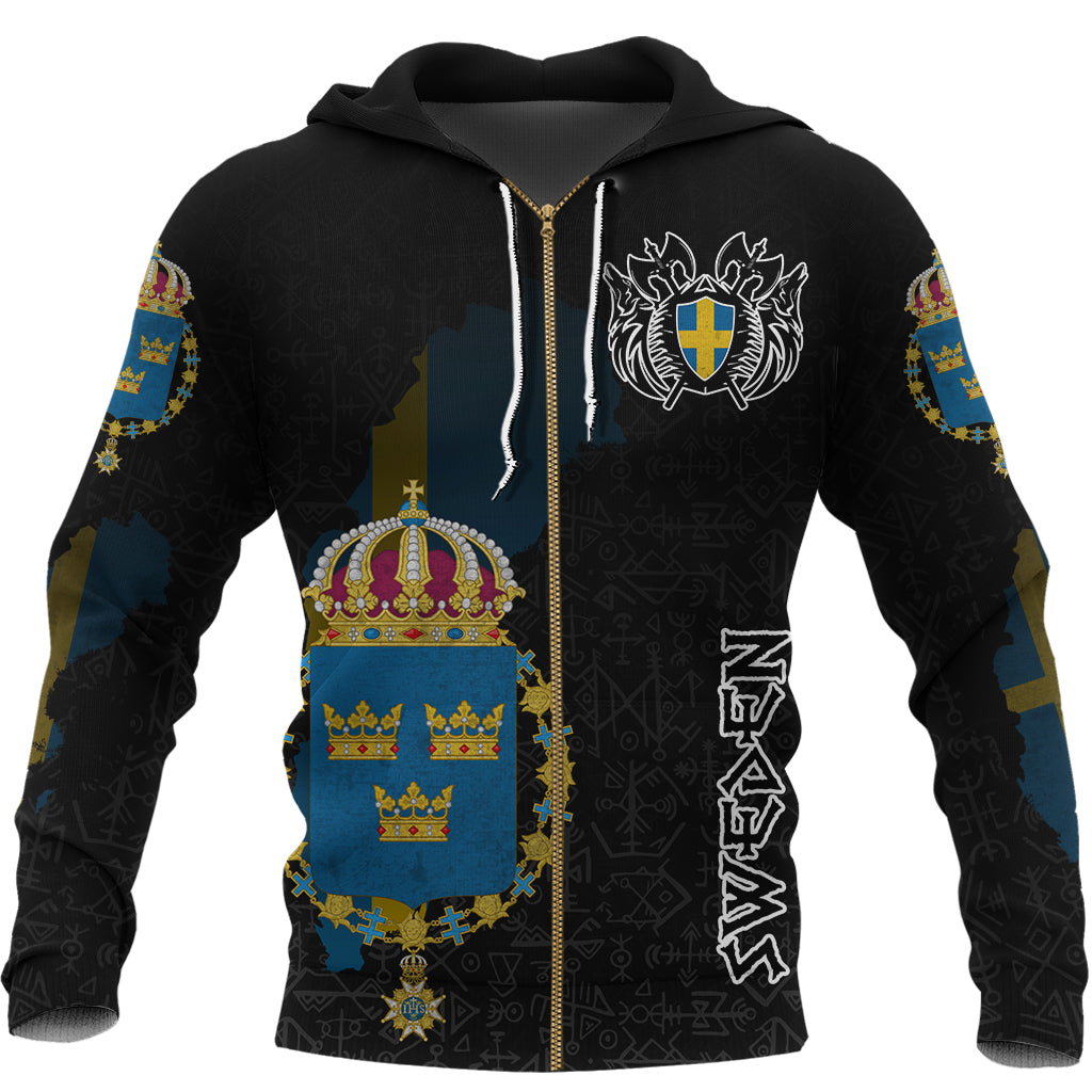 Custom Viking Sweden Flag and Map Zip Hoodie style Viking Geri and Freki RLT12